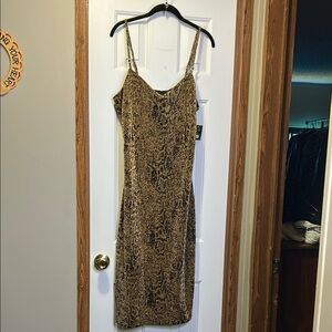 Planet Gold Animal Print Midi Dress